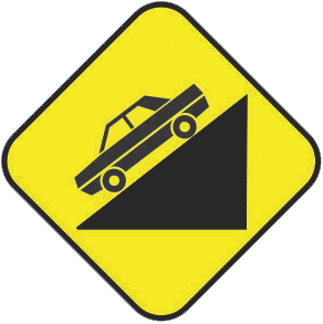 Dangerous slope traffic sign