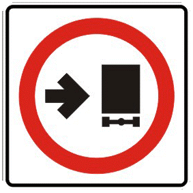 Trucks keep right traffic sign