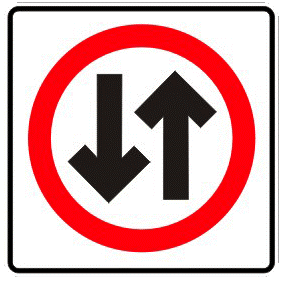 Where a one way street changes to two traffic sign