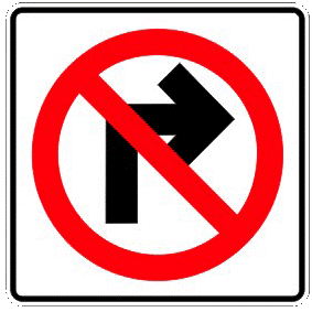 Forbidden right turn traffic sign