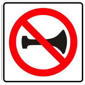 Banned from using the horn traffic sign