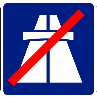 End of highway traffic sign