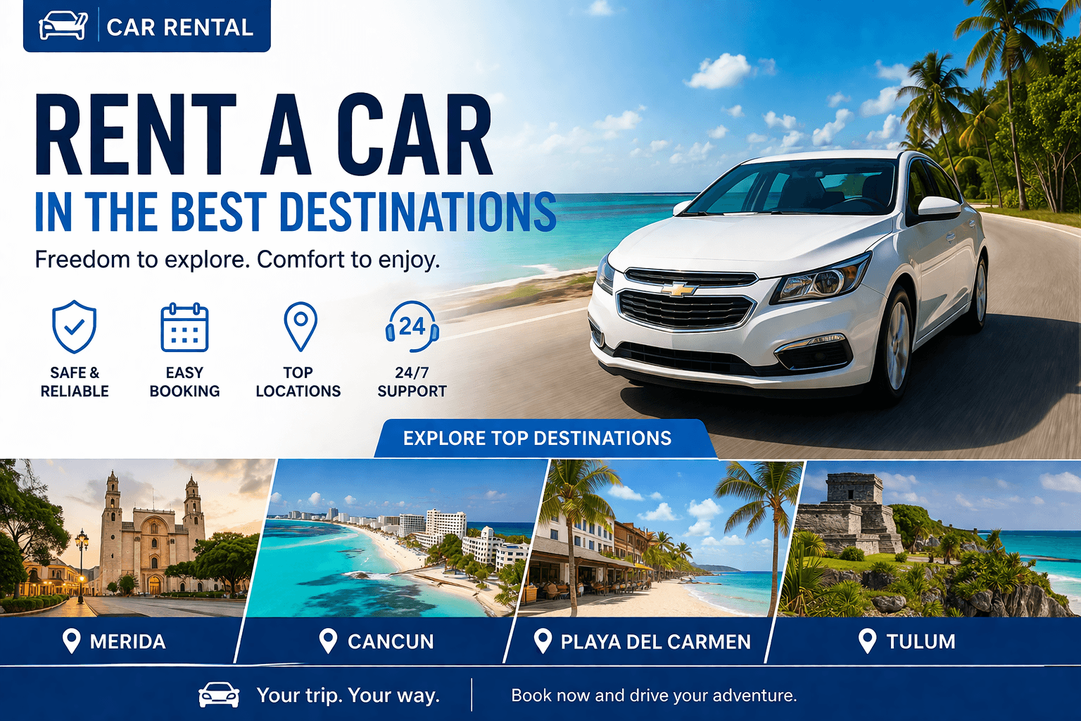 Complete Car Rental Guide in Cancun, Playa del Carmen, Tulum & Mérida