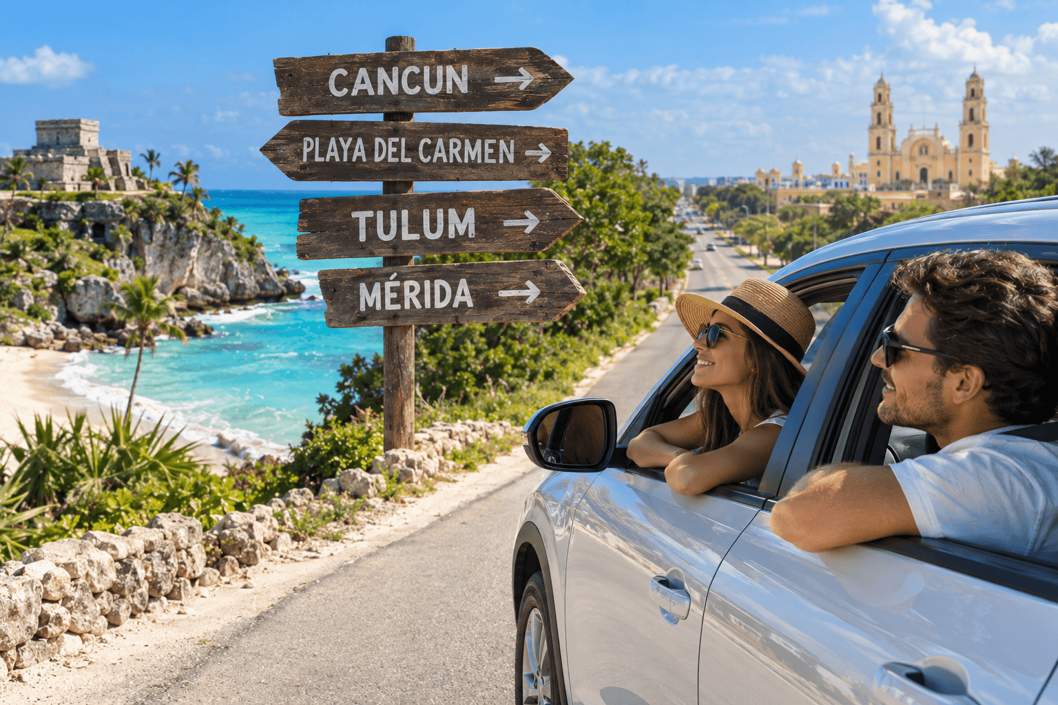 From Caribbean Beaches to Yucatán Culture: Explore Cancun, Playa del Carmen, Tulum & Mérida by Car