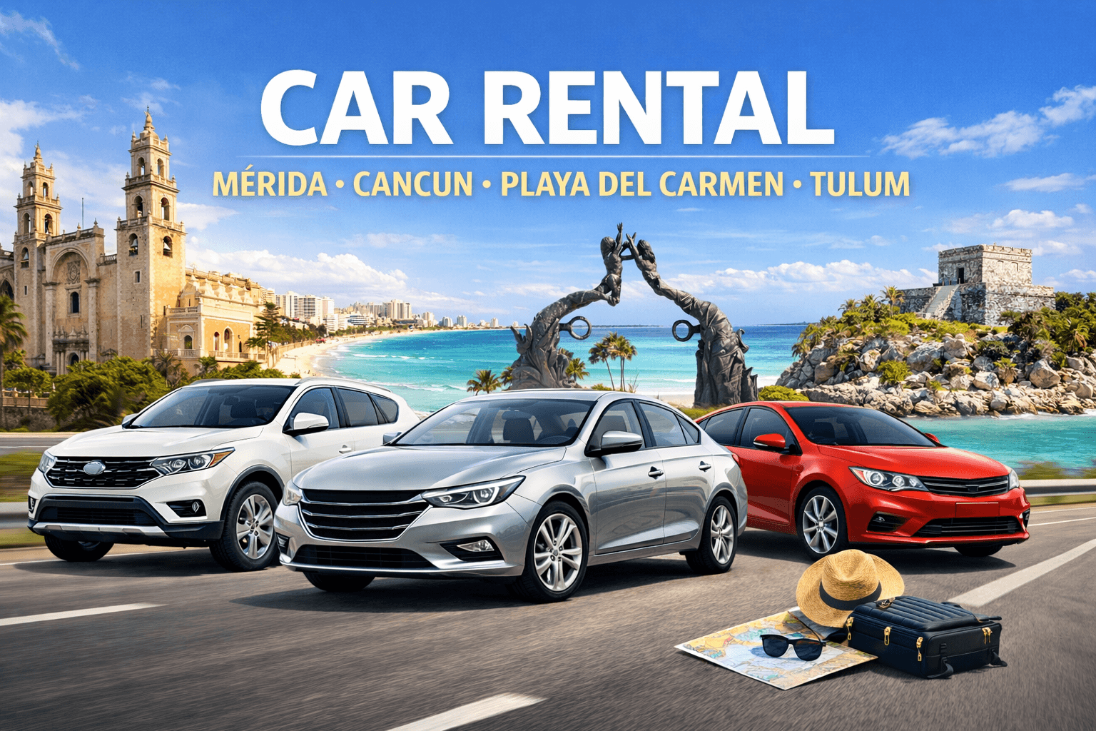 Complete Car Rental Guide in Cancun, Playa del Carmen, Tulum & Mérida: Tips, Routes and Smart Travel Advice