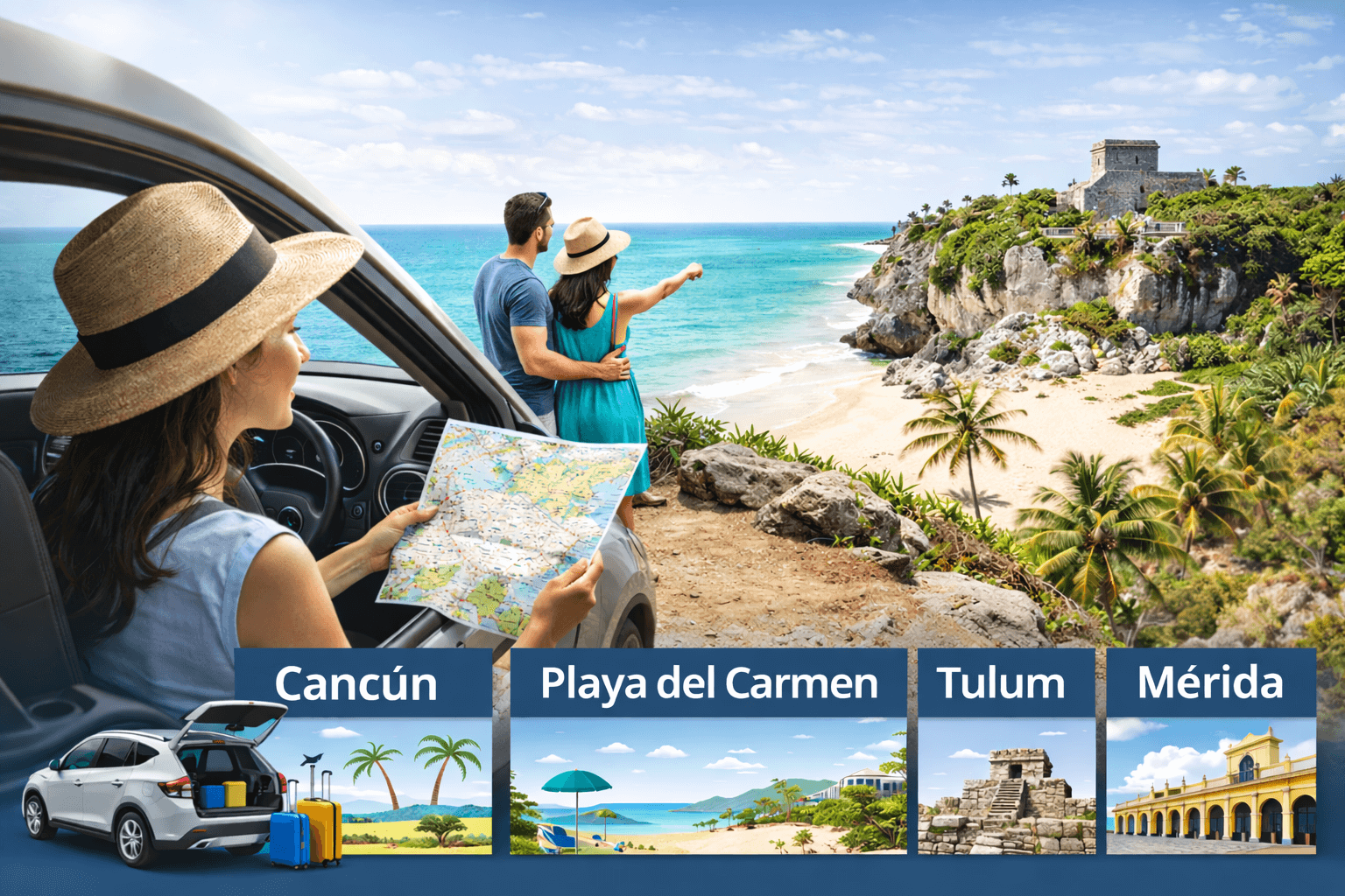Complete Car Rental Guides for Cancun, Playa del Carmen, Tulum and Mérida