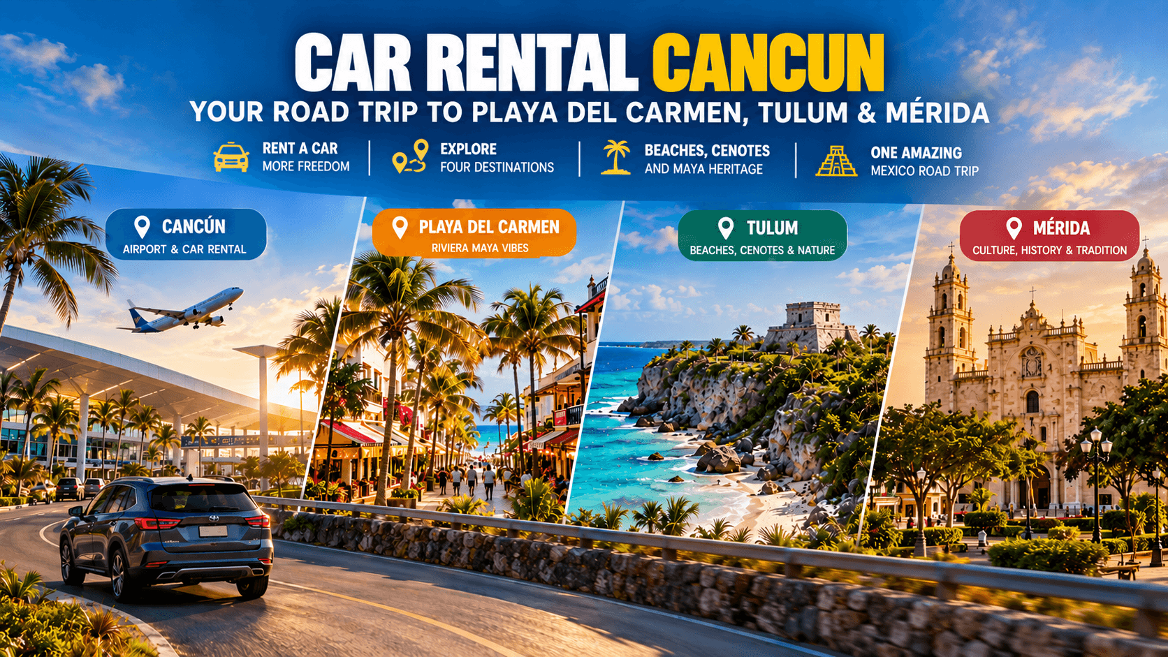 Car Rental Cancun: Your Road Trip to Playa del Carmen, Tulum & Mérida