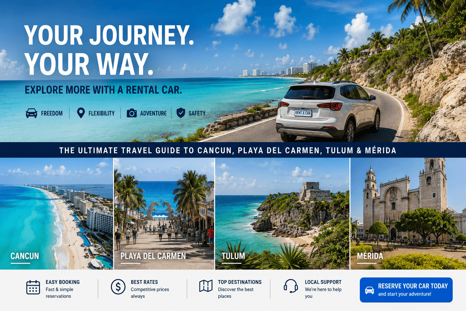 Ultimate Travel Guides for Cancun, Playa del Carmen, Tulum and Mérida by Rental Car