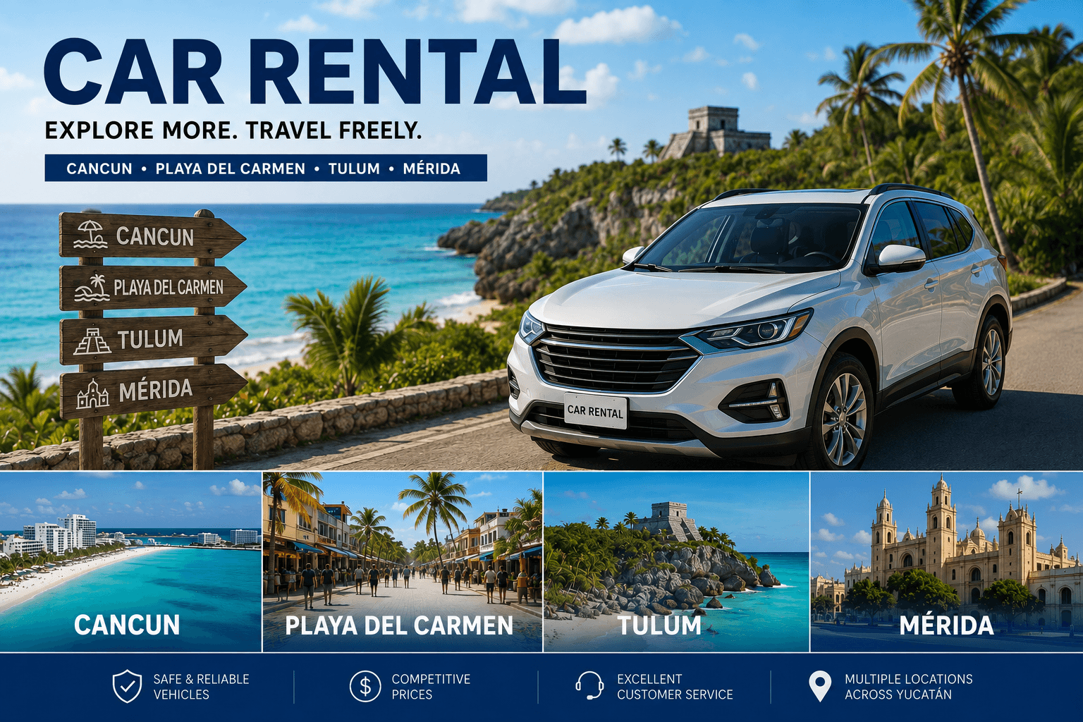 Rent a Car in Cancun, Playa del Carmen, Tulum & Mérida: The Complete Travel Guide